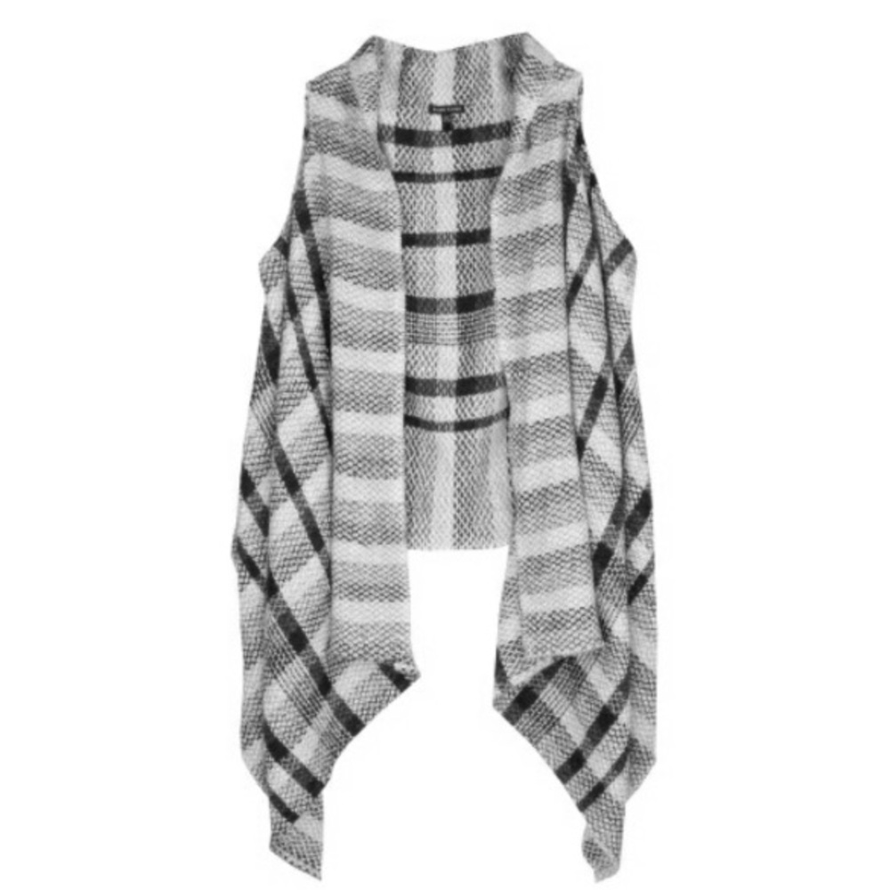 Eileen Fisher Cotton & Alpaca Charcoal Plaid Vest NWT